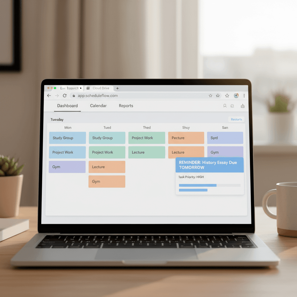 Digital calendar with scheduled appointments and events
