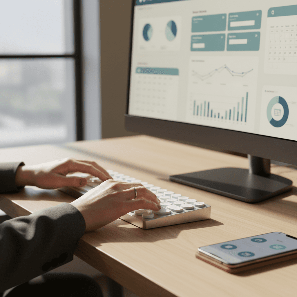 Professional reviewing calendar and email on computer