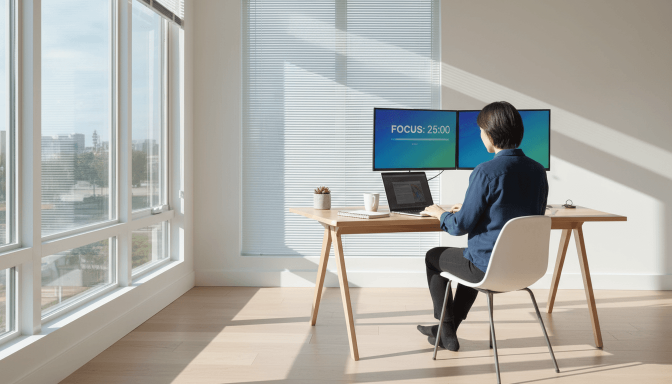 Clean professional workspace with organized administrative materials and modern office setup